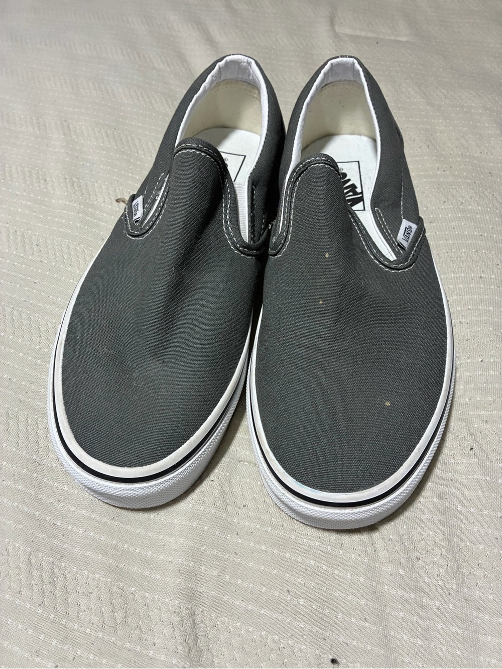 Vans Slip-On Canvas Loafers in Charcoal Gray and White